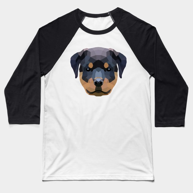 Cute Rottweiler Low Poly Baseball T-Shirt by kareemelk